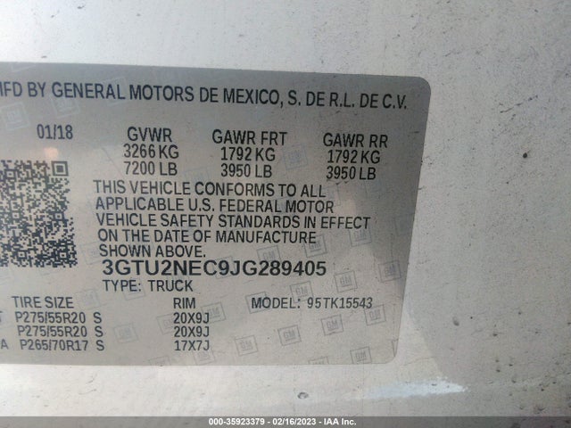 GMC Sierra 1500 Slt 2018 3GTU2NEC9JG289405 Image 9