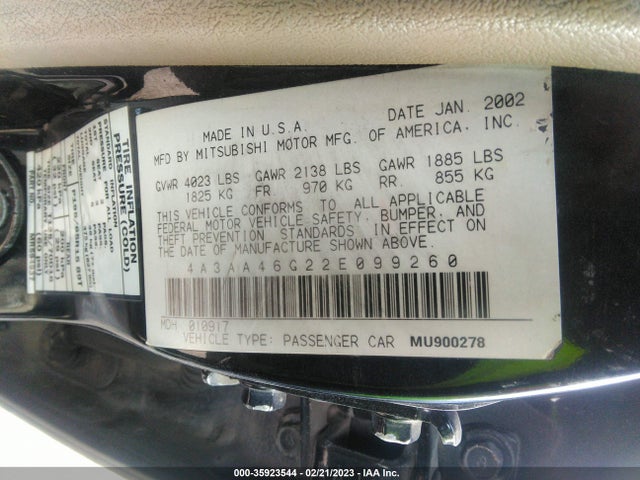 4A3AA46G22E099260 Mitsubishi Galant Es/ls