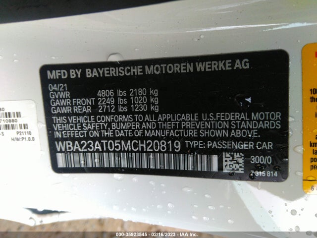 2021 BMW 4 Series, VIN: WBA23AT05MCH20819