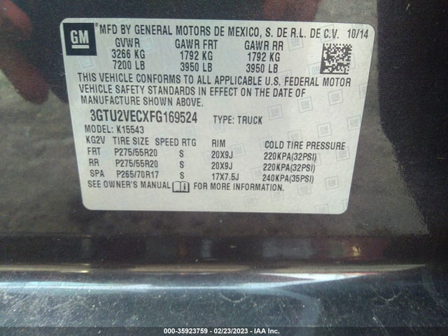 GMC Sierra 1500 Slt 2015 3GTU2VECXFG169524 Image 9