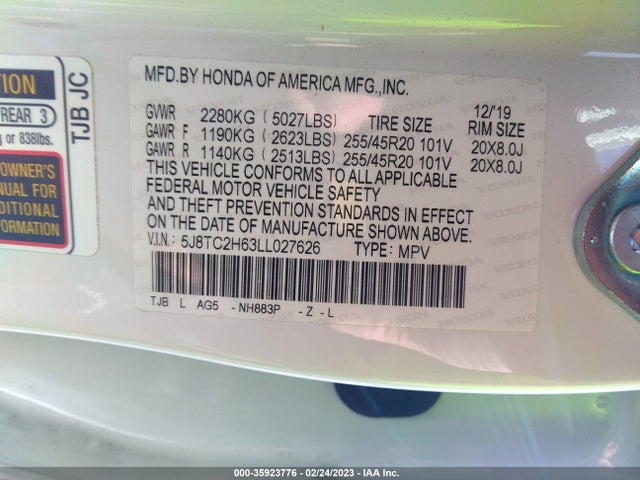 2020 Acura RDX, VIN: 5J8TC2H63LL027626