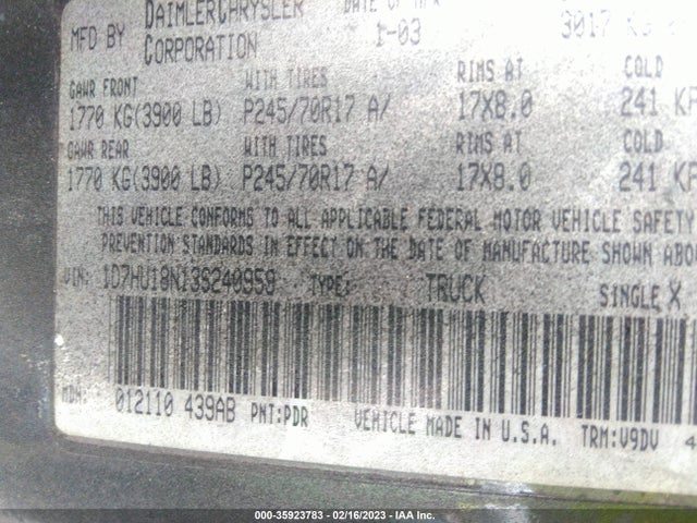 Dodge Ram 1500 St/slt 2003 1D7HU18N13S240959 Image 10