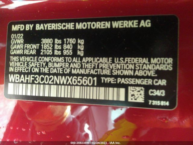 WBAHF3C02NWX65601 BMW Z4 Sdrive30i