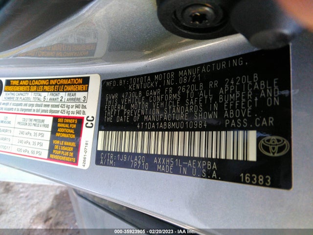 2021 Toyota Avalon, VIN: 4T1DA1AB8MU010984