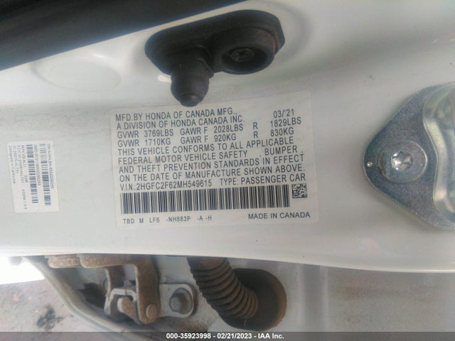 Honda Civic Sedan Lx 2021 2HGFC2F62MH549615 Image 10