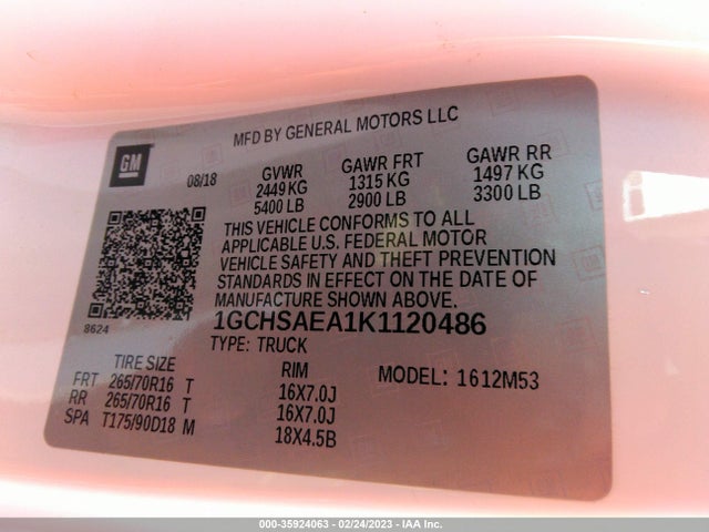 Chevrolet Colorado 2wd Base 2019 1GCHSAEA1K1120486 Image 10