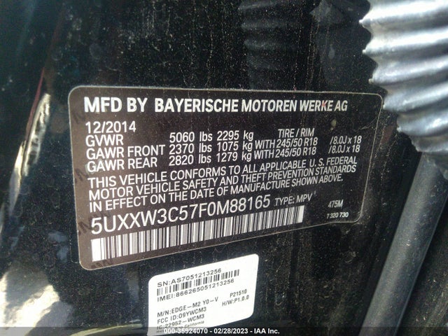 2015 BMW X4, VIN: 5UXXW3C57F0M88165