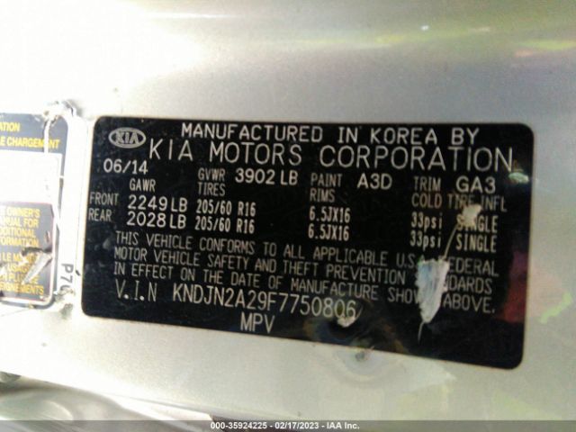 KNDJN2A29F7750806 KIA Soul Base