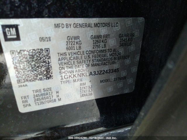 1GKKNKLA3JZ243345 GMC ACADIA SLE