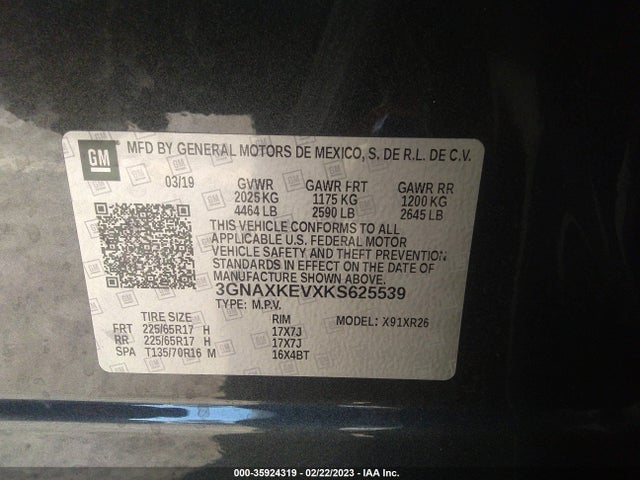 Chevrolet EQUINOX LT 2019 3GNAXKEVXKS625539 Image 11