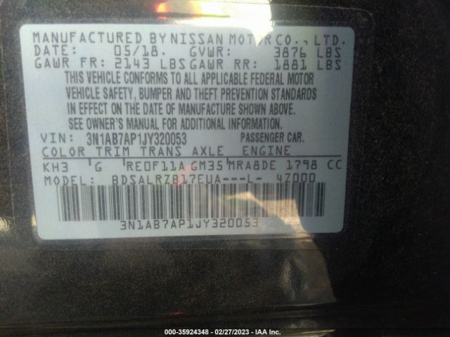 3N1AB7AP1JY320053 Nissan SENTRA SR