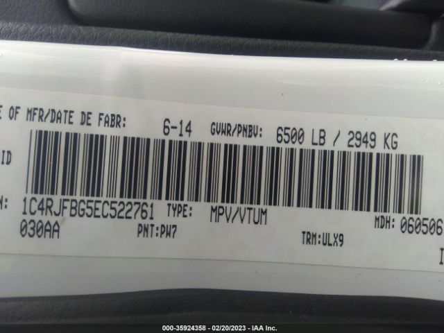 1C4RJFBG5EC522761 Jeep Grand Cherokee