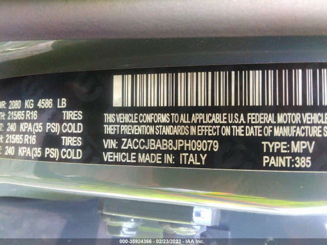 Jeep Renegade Sport 2018 ZACCJBAB8JPH09079 Image 10