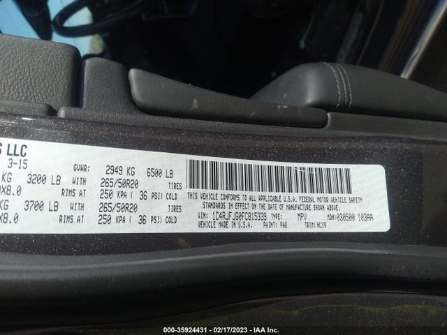 2015 JEEP GRAND CHEROKEE SUMMIT VIN: 1C4RJFJG0FC815339