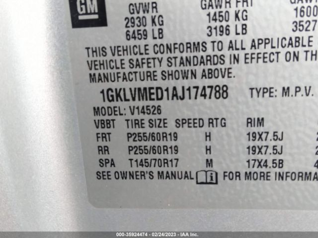 1GKLVMED1AJ174788 GMC Acadia Slt1