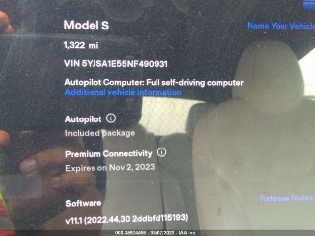 5YJSA1E55NF490931 Tesla MODEL S