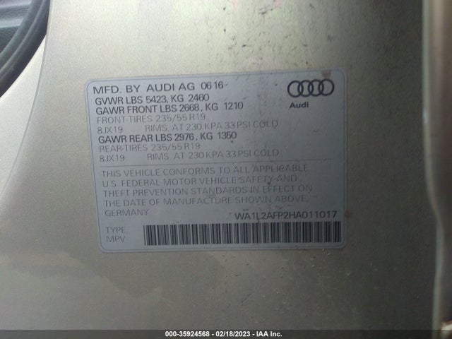 WA1L2AFP2HA011017 Audi Q5 Premium Plus