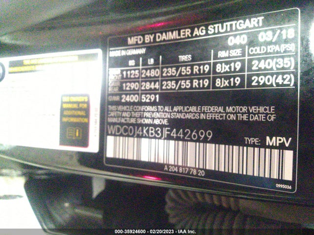 Mercedes-Benz Glc Glc 300 2018 WDC0J4KB3JF442699 Image 11