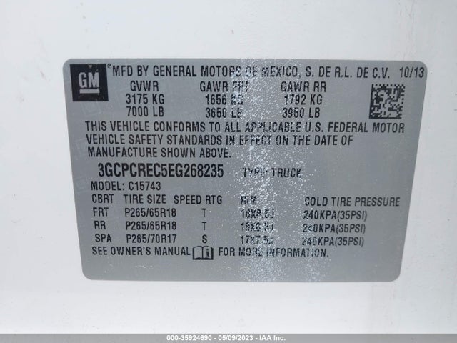 Chevrolet Silverado 1500 Lt 2014 3GCPCREC5EG268235 Image 9