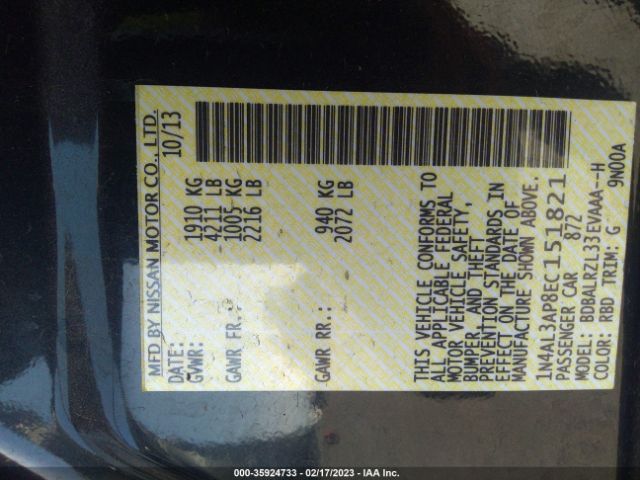 1N4AL3AP8EC151821 Nissan Altima 2.5 S