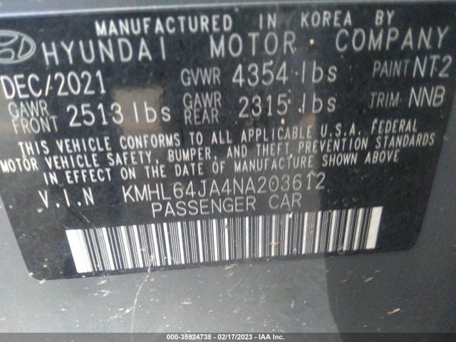 Hyundai SONATA SEL 2022 KMHL64JA4NA203612 Image 11