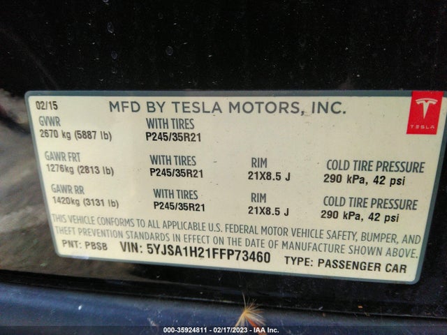 5YJSA1H21FFP73460 Tesla Model S 85d/p85d/70d/90d/p90d