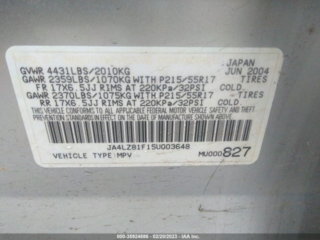 Mitsubishi Outlander 2005 JA4LZ81F15U003648 Image 11