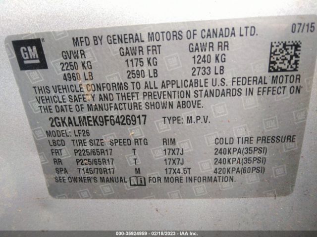 2GKALMEK9F6426917 GMC Terrain Sle