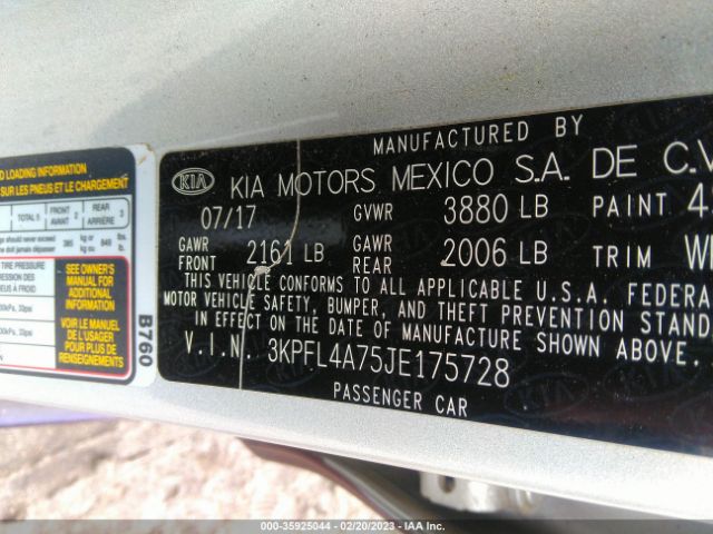 3KPFL4A75JE175728 KIA FORTE LX