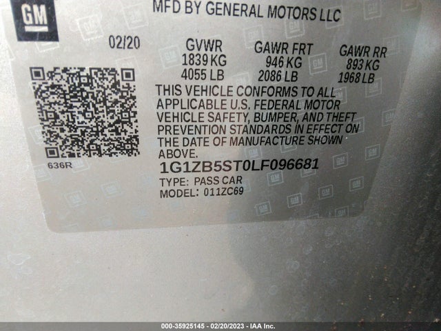 Chevrolet MALIBU LS 2020 1G1ZB5ST0LF096681 Image 10