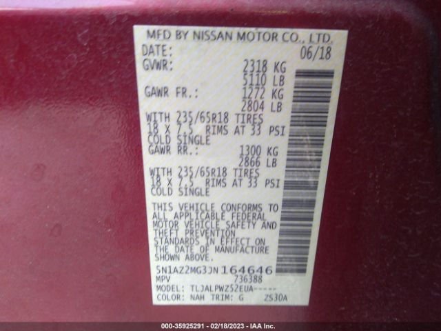 5N1AZ2MG3JN164646 Nissan MURANO S