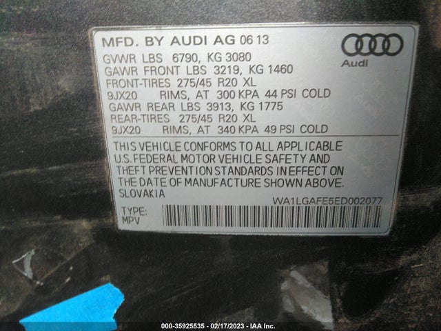 WA1LGAFE5ED002077 Audi Q7 3.0t Premium Plus