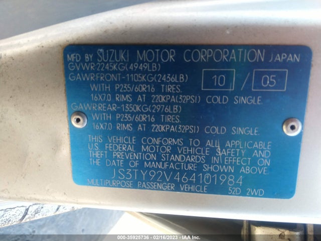JS3TY92V464101984 Suzuki XL-7