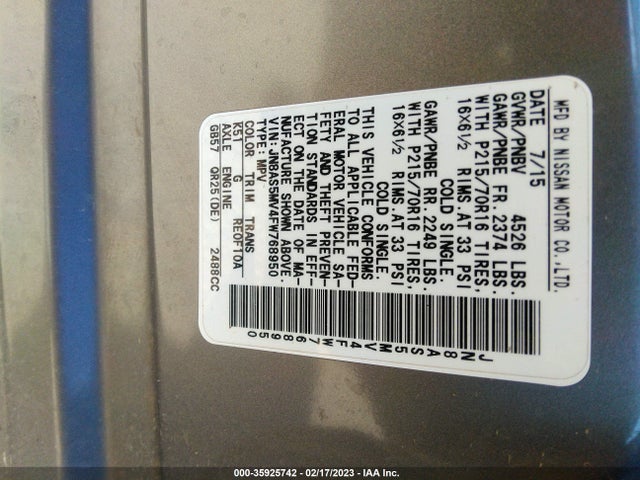 2015 Nissan Rogue, VIN: JN8AS5MV4FW768950