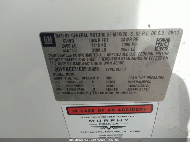 2014 Cadillac SRX, VIN: 3GYFNCE31ES519956