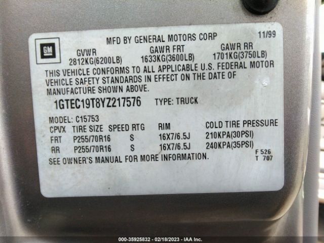 1GTEC19T8YZ217576 GMC New Sierra 1500 Sle