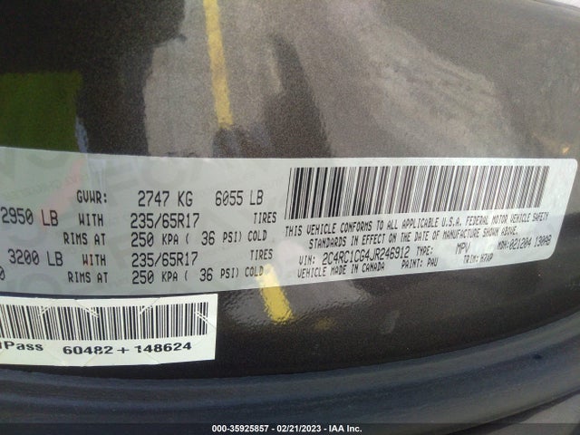 2C4RC1CG4JR246912 Chrysler Pacifica Lx