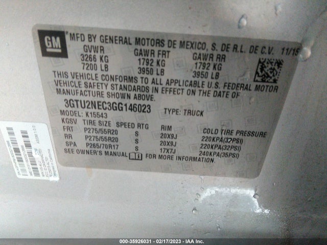 GMC Sierra 1500 Slt 2016 3GTU2NEC3GG146023 Image 9