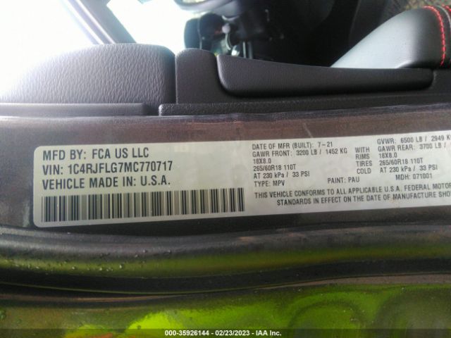 1C4RJFLG7MC770717 Jeep Grand Cherokee Trailhawk
