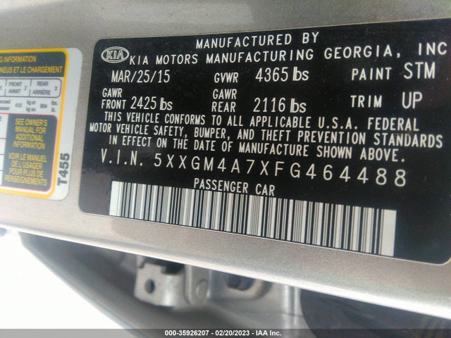 2015 Kia Optima, VIN: 5XXGM4A7XFG464488