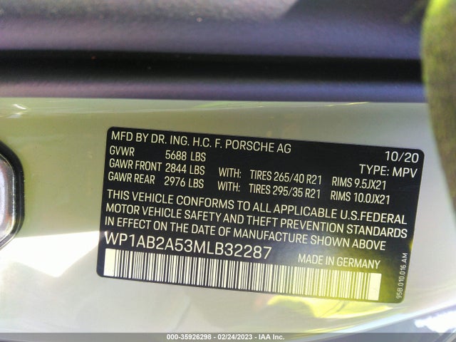 2021 Porsche Macan, VIN: WP1AB2A53MLB32287