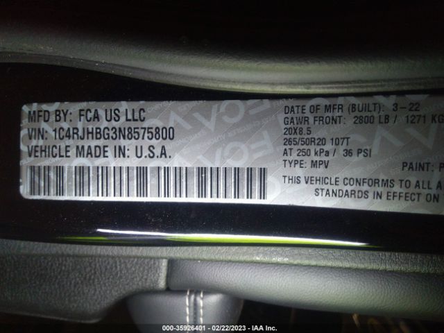 1C4RJHBG3N8575800 Jeep Grand Cherokee Limited