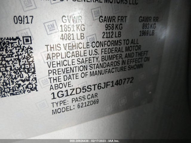 Chevrolet MALIBU LT 2018 1G1ZD5ST6JF140772 Image 9