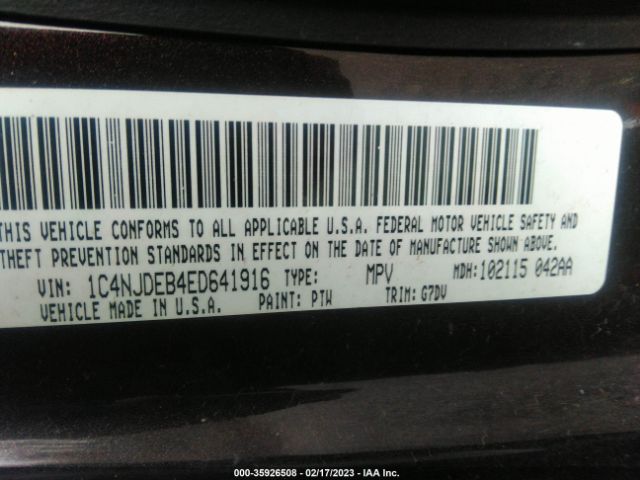 1C4NJDEB4ED641916 Jeep Compass Latitude