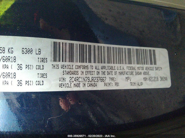 Chrysler Pacifica 2018 2C4RC1N79JR237667 Image 10