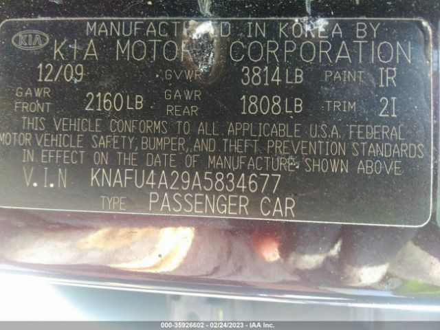 KNAFU4A29A5834677 KIA FORTE EX