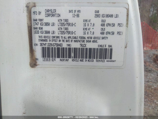 Dodge RAM 1500 1997 3B7HF13Z8VG758463 Image 10