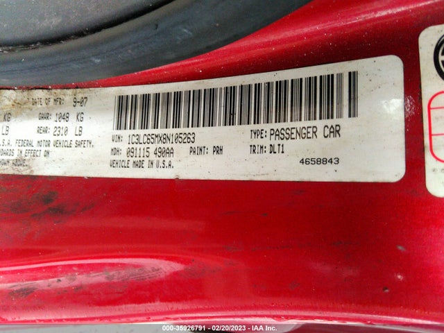 1C3LC65MX8N105263 Chrysler Sebring Limited
