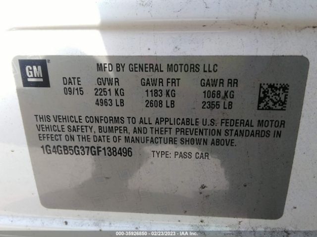 1G4GB5G37GF138496 Buick Lacrosse Leather