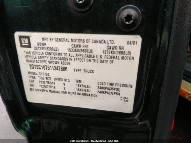 2GTEC19T611347886 GMC Sierra 1500 Sle